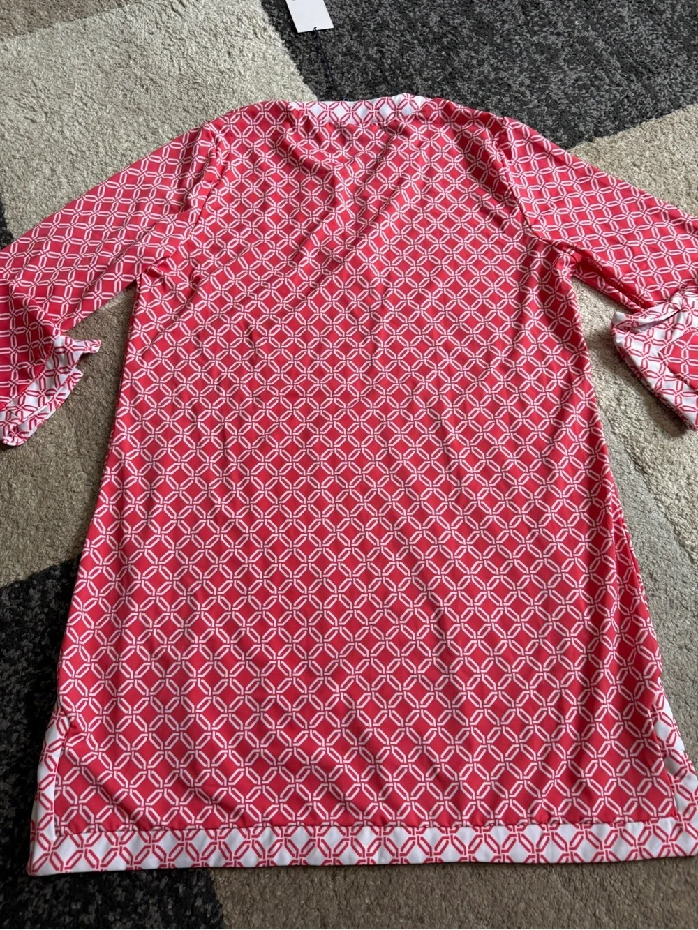 Aqua Et Sol Pink and White Geometric Women's Swim Large Coverup Tunic